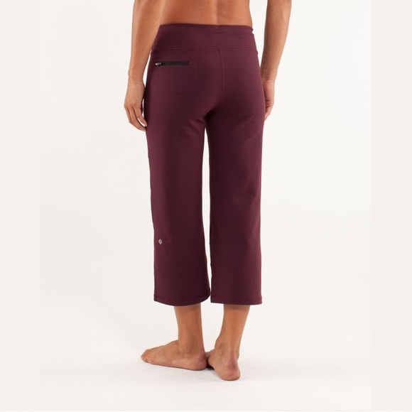 LULULEMON Relaxed Fit Crop Burgundy Pants, size 4 - Picture 2 of 15